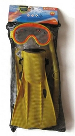 Набор для плавания (маска + трубка + ласты) Intex 55954 желтый - Фото №2