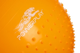 Мяч для фитнеса (фитбол) полумассажный с насосом 65 см PowerPlay 4003 желтый - Фото №4