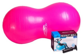 Мяч для фитнеса (фитбол) орех с насосом 90х45 см PowerPlay 4004 розовый