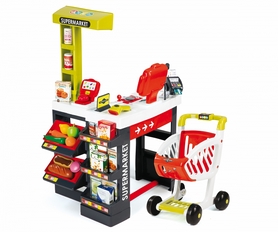 Супермаркет интерактивный City Shop с тележкой, продуктами и аксессуарами Smoby Toys красный