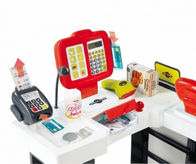 Супермаркет интерактивный City Shop с тележкой, продуктами и аксессуарами Smoby Toys красный - Фото №3
