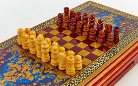 Набор настольных игр 2 в 1 деревянный (нарды, шахматы) BAKU XLY730-B, 33 x 34 см - Фото №2