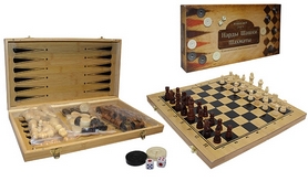 Набор настольных игр 3 в 1 деревянный с магнитом (шахматы, шашки, нарды) W3517, 35 x 35 см - Фото №5