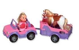 Набор кукольный Simba Toys "Эви и джип с трейлером и конем" - Фото №2