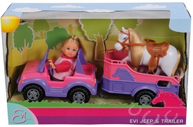 Набор кукольный Simba Toys "Эви и джип с трейлером и конем"