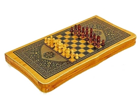 Набор настольных игр 2 в 1 деревянный (нарды, шахматы) BAKU B4825, 44 x 44 см - Фото №3