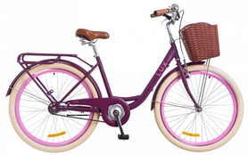 Велосипед городской Dorozhnik LUX с багажником и корзиной 2018 - 26", рама - 17", сливовый (OPS-D-26-039)