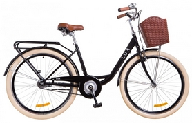 Велосипед городской Dorozhnik LUX с багажником и корзиной 2018 - 26", рама - 17", черный (OPS-D-26-038)