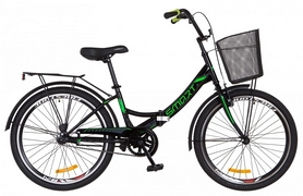 Велосипед подростковый Formula Smart 14G Vbr St с багажником и корзиной 2018 - 24", рама - 15", черно-зеленый (OPS-FR-24-105)