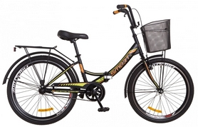 Велосипед підлітковий Formula Smart 14G Vbr St з багажником і кошиком 2018 - 24 ", рама - 15", чорно-помаранчевий (OPS-FR-24-108)