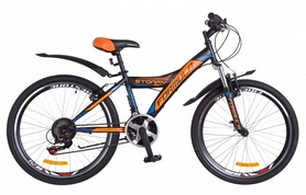 Велосипед подростковый Formula Stormy AM 14G Vbr St 2018 - 24", рама - 13", черно-оранжевый (OPS-FR-24-118)
