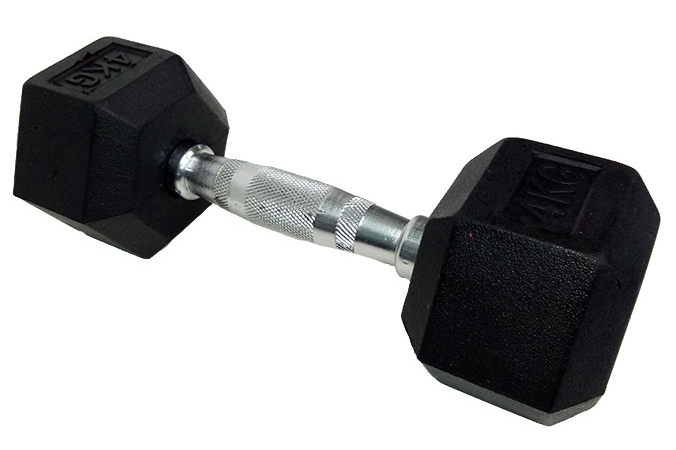 

Гантель профессиональная шестигранная обрезиненная HouseFit DD-6442-4, 4 кг, Черный