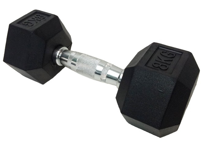 

Гантель профессиональная шестигранная обрезиненная HouseFit DD-6442-8, 8 кг, Черный