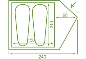 Палатка двухместная Mousson Fly 2, зеленая (4823059846995) - Фото №3