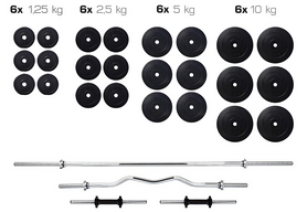 Cкамья для жима Hop Sport HS-1070 + набор Elitum Titan (штанга и гантели), 128 кг