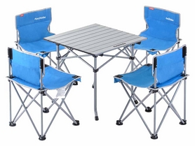 Набір кемпінгових меблів Naturehike NH17Z002-Z Foldabe Table & Chair Set - синій, 5 шт (6927595721339)