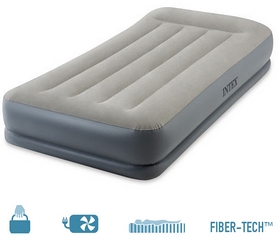 Кровать надувная односпальная со встроенным насосом Intex V64116 - серо-синяя, 99х191х30 см (64116) - Фото №2