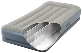 Ліжко надувне односпальне з вбудованим насосом Intex V64116 - сіро-синя, 99х191х30 см (64116) - Фото №3