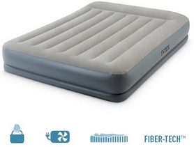 Кровать надувная двуспальная со встроенным насосом Intex V64118 - серо-синяя, 152x203x30 см (64118) - Фото №2