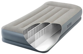 Кровать надувная двуспальная со встроенным насосом Intex V64118 - серо-синяя, 152x203x30 см (64118) - Фото №3