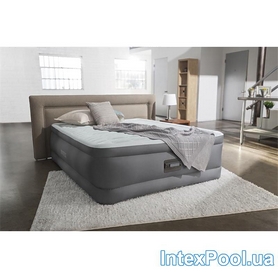 Кровать надувная двуспальная со встроенным насосом Intex V64906 - оливково-серый, 152-203-46 см (64906) - Фото №4