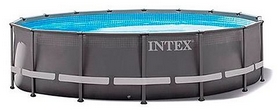 Бассейн каркасный с фильтрующим насосом и аксессуарами Intex 26322, 488х488х122 см