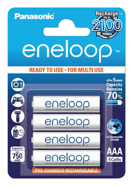 

Аккумуляторы Panasonic Eneloop AAA 750 мАч Ni-MH, 4 шт (BK-4MCCE/4BE)