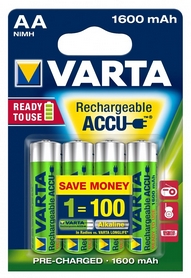 Аккумуляторы Varta Rechargeable AA 1600 mAh Bli 4 Ni-Mh (56716101404)