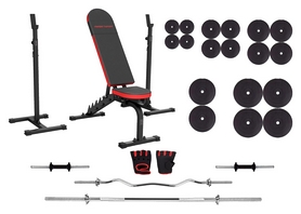 Набор силовой Marbo Sport MH7 (скамья со стойкой + штанга наборная), 161 кг