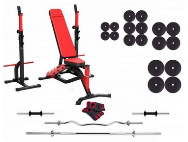 Набор силовой из скамьи и стоек Marbo Sport MS34 со штангой, 142 кг (MS34-142)