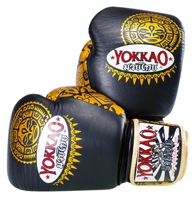 Перчатки боксерские Yokkao Maui Black/Gold Boxing Gloves, черные (FP-FYGL-19-30)
