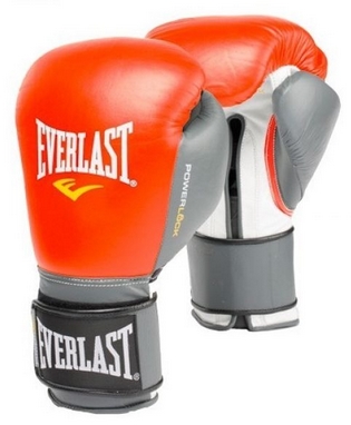 Перчатки боксерские Everlast Powerlock Hook & Loop Training Gloves Leather - красные (FP-2200)