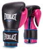Перчатки боксерские Everlast Powerlock Hook & Loop Training Gloves Leather - черно-розовые (FP-P00000745)