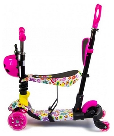 Самокат четырехколесный Scooter "Божья коровка" 5 in 1 Flowers, розовый (962310442) - Фото №2