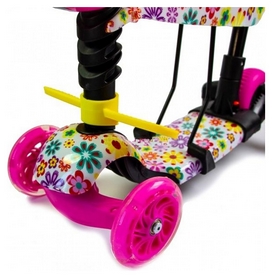 Самокат четырехколесный Scooter "Божья коровка" 5 in 1 Flowers, розовый (962310442) - Фото №3