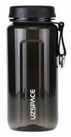Бутылка для воды спортивная Uzspace 6001BK - черная, 350 мл