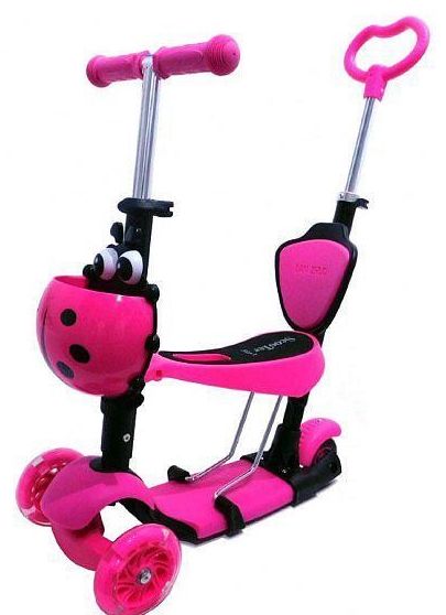 

Самокат трехколесный Scooter Божья коровка 5 in 1, розовый (20459040)