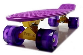 Пенни борд Penny (гравировка, светящиеся колеса), фиолетовый (928745270)