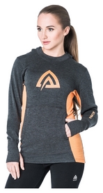 Худи женское Aclima WarmWool Hood Sweater Woman, серо-оранжевое (AC145901011) - Фото №2