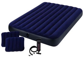 Матрас надувной двуспальный Intex Classic Downy Airbed 152x203x25 см (64765) + Ручной насос и 2 подушки - Фото №2