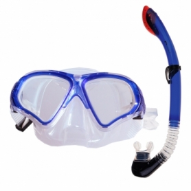 Маска для плавания Spokey Tortuga с трубкой для взрослых Синяя с белым (s0168)