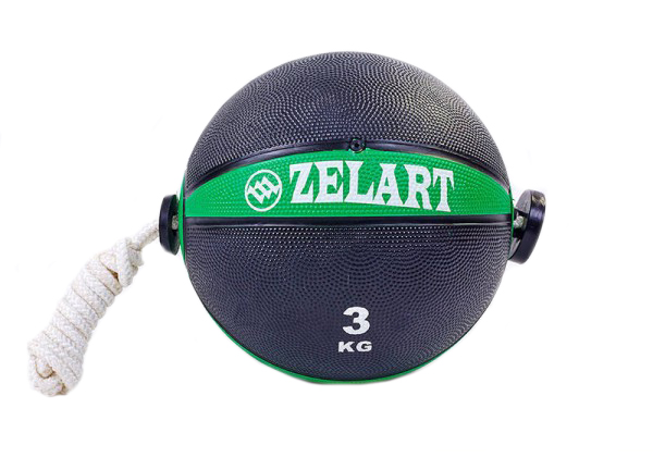 

Мяч медицинский (медбол) с веревкой Zelart Medicine Ball FI-5709-3, 3 кг