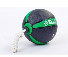 Мяч медицинский (медбол) с веревкой Zelart Medicine Ball FI-5709-3, 3 кг - Фото №2
