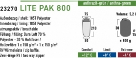 Спальний мішок High Peak Lite Pak 800 / + 8 ° C (Left) Black / green - Фото №2
