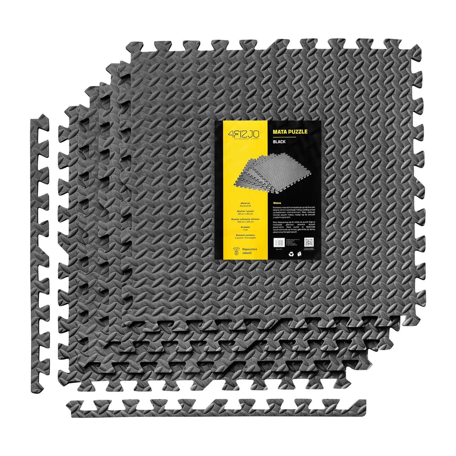 

Коврик защитный 4FIZJO Mat Puzzle 120 x 120 x 1 cм 4FJ0060 Black