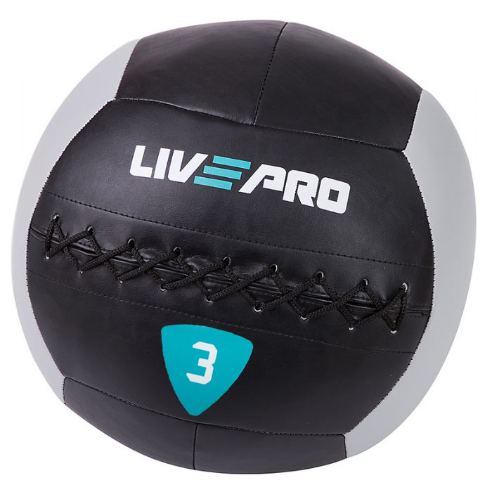 

Мяч для кроcсфита LivePro Wall Ball (LP8100-3), 3кг, Черный/серый