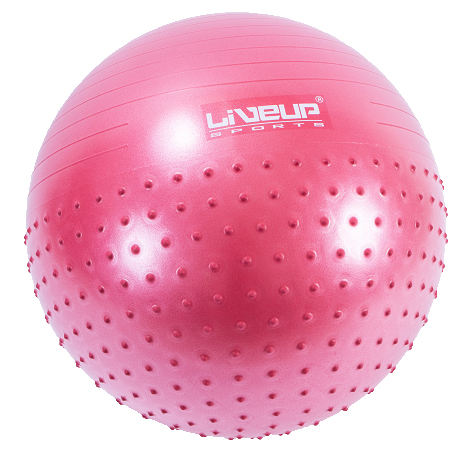 

Фитбол массажный с насосом LiveUp Half Massage Ball (LS3569), 65 см, Малиновый