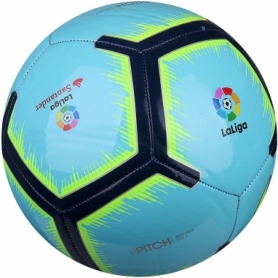 Мяч футбольный Nike La Liga Pitch (SC3318-483-5) - голубой, №5 - Фото №2