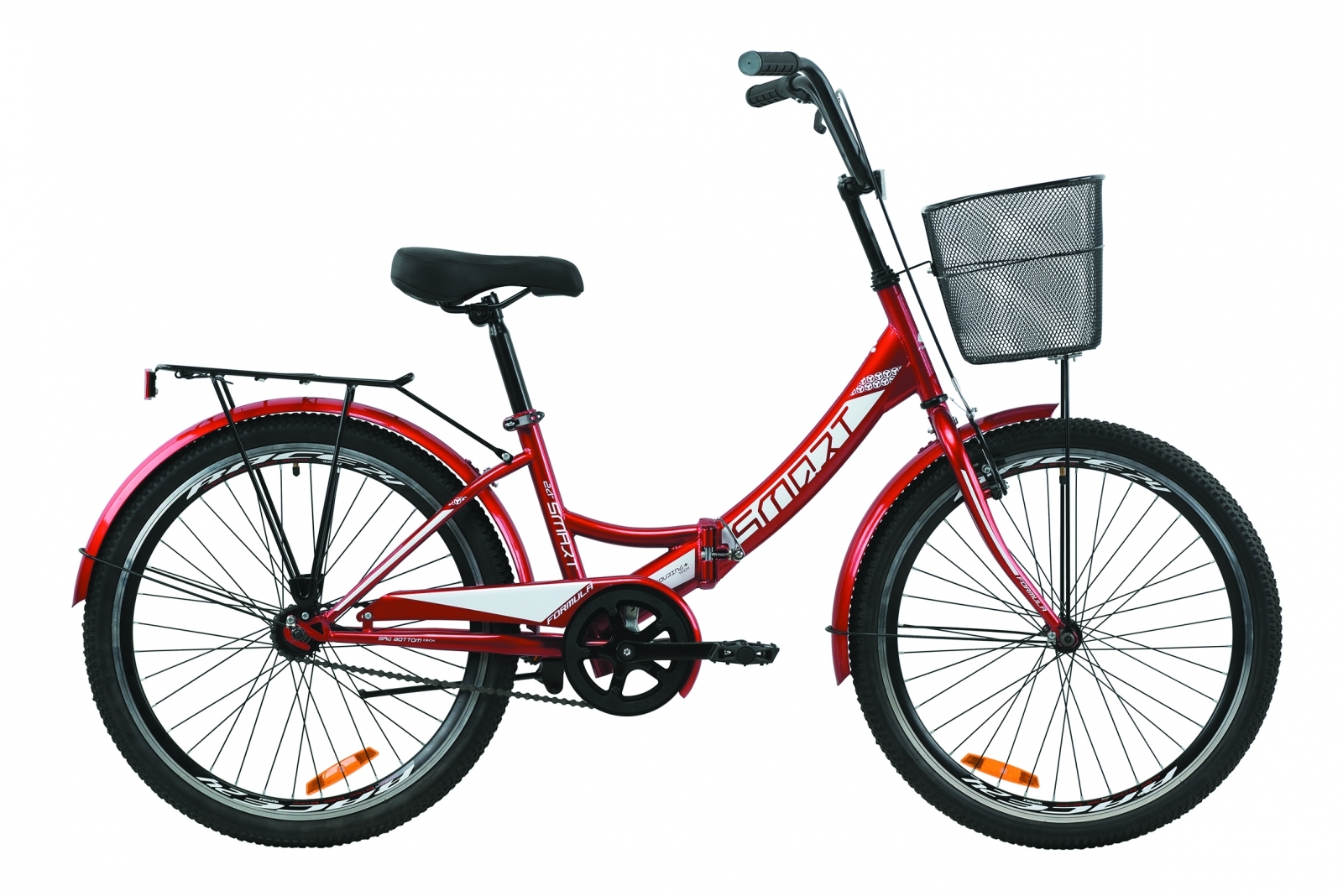 

Велосипед складной Formula SMART с задним багажником St, с крылом St, с корзиной 2020 - 24", Красный (OPS-FR-24-230)