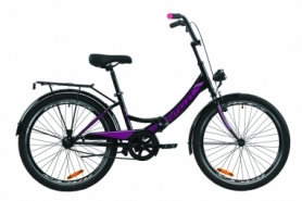 Велосипед складной Formula SMART с задним багажником St, с крылом St, с фонарем 2020 - 24", Черно-фиолетовый (OPS-FR-24-234)